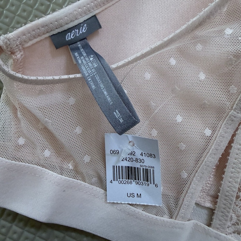 NEW Aerie Bralette‎ M Light Pink Lacey Floral - Picture 3 of 4